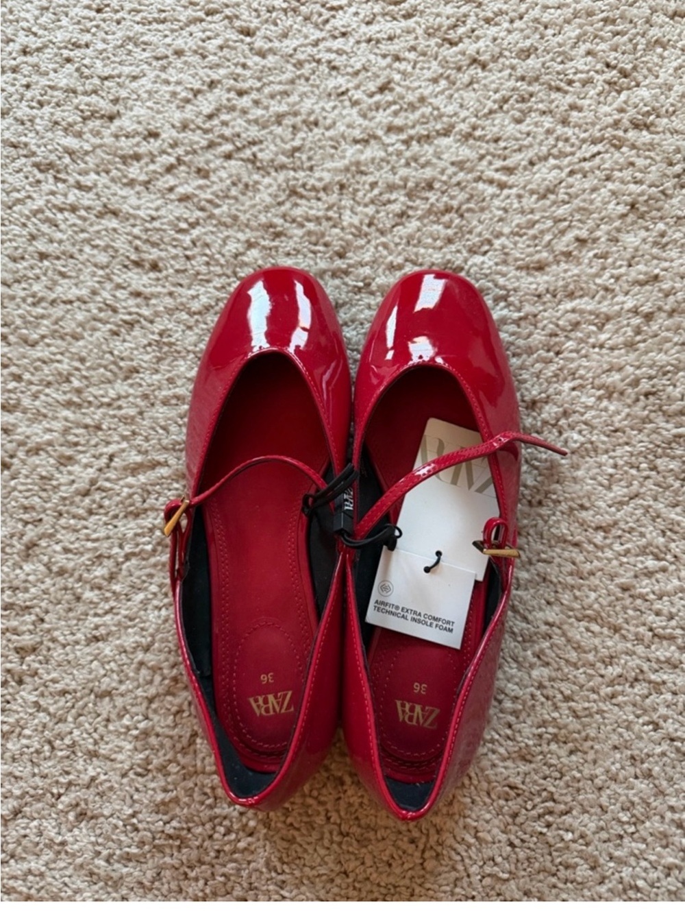 Zara Red Mary Jane Flats